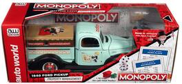 PopMarket - Auto World Monopoly 1940 Ford Property Management Truck w/Resin Figure - Light Green & Flat Black - COLLECTIBLES - Multicolor