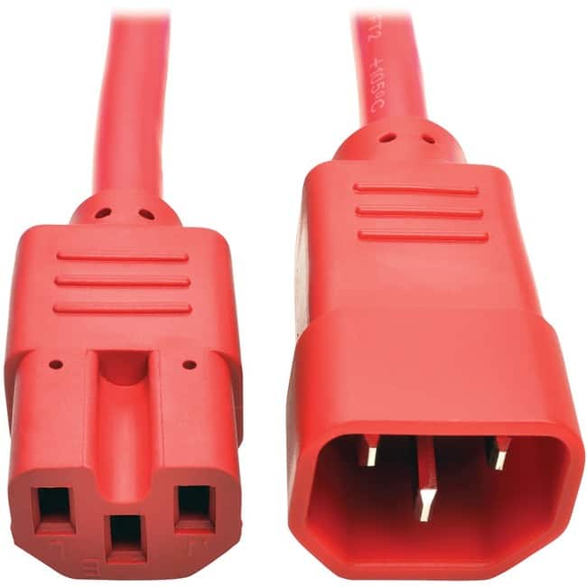 Eaton Tripp Lite Series Power Cord C14 to C15 - Heavy-Duty, 15A, 250V, 14 AWG, 2 ft. (0.61 m), For PDU, UPS - Red