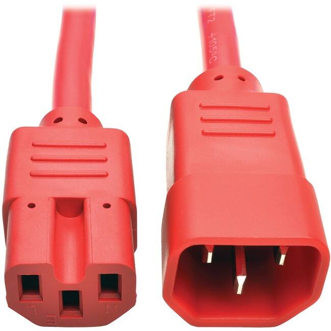 Eaton Tripp Lite Series Power Cord C14 to C15 - Heavy-Duty, 15A, 250V, 14 AWG, 2 ft. (0.61 m), For PDU, UPS - Red