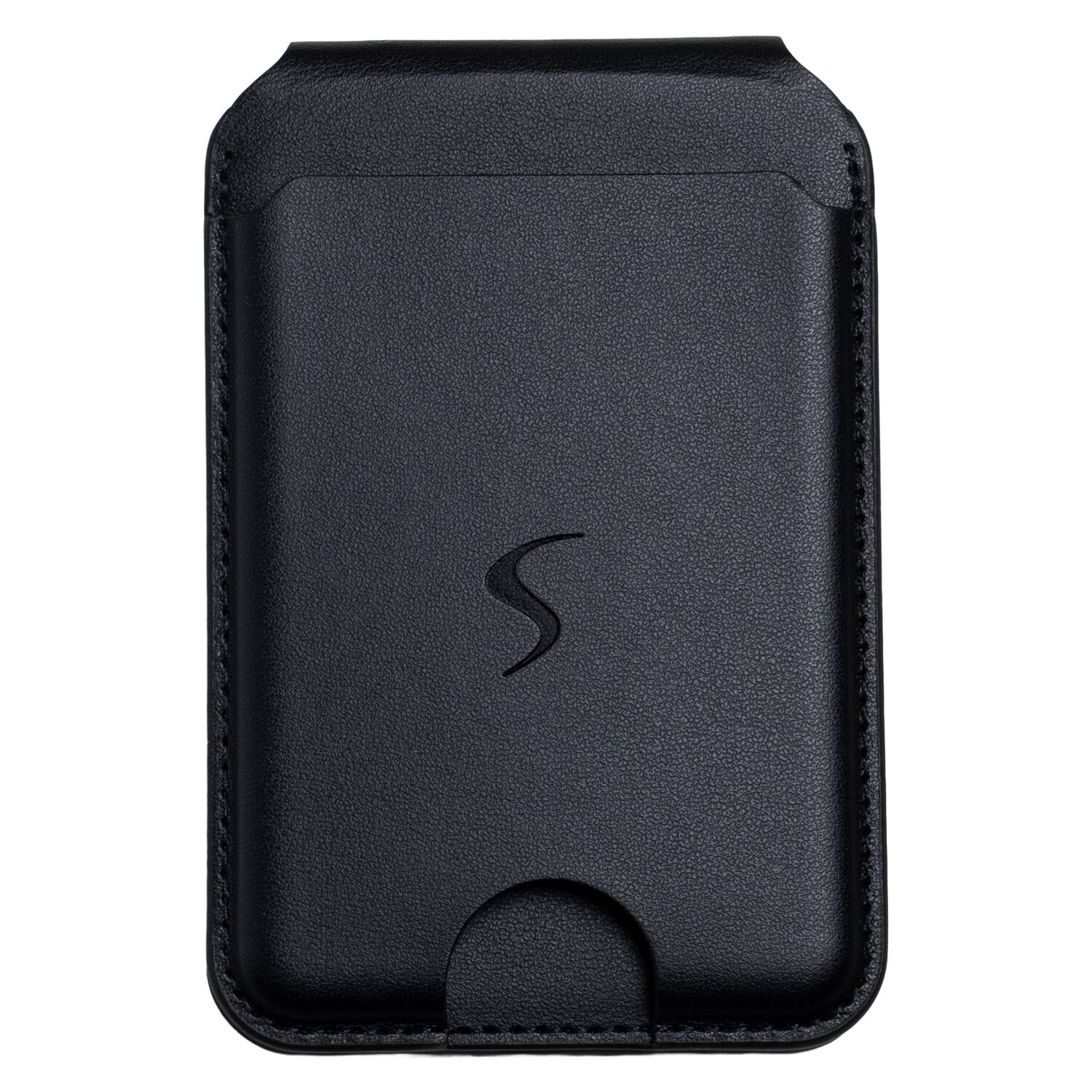 Front. Scapade - MagCard Pro MagSafe Compatible Magnetic Card Holder Wallet with Kickstand, Apple Find My Tracker - Black.