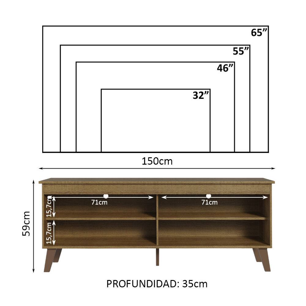 - 65"
- 55"
- 46"
- 32"
- 150cm
- 59cm
- 15,7cm
- 15,7cm
- 71cm
- 71cm
- PROFUNDIDAD: 35cm