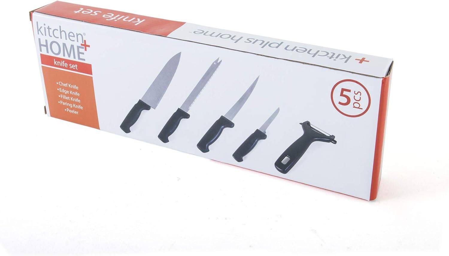 kitchen HOME+  
knife set  

- Chef Knife  
- Edge Knife  
- Fillet Knife  
- Paring Knife  
- Peeler  

5 pcs