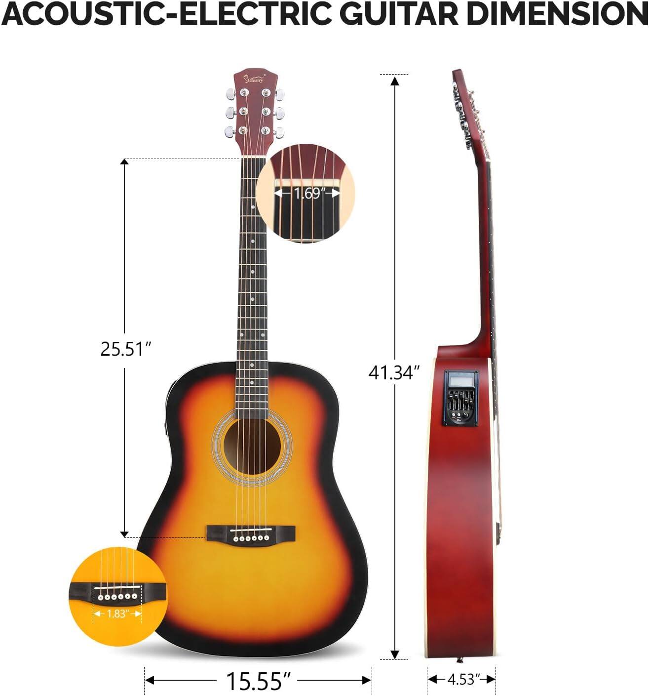ACOUSTIC-ELECTRIC GUITAR DIMENSION

- 1.69"
- 25.51"
- 41.34"
- 1.83"
- 15.55"
- 4.53"