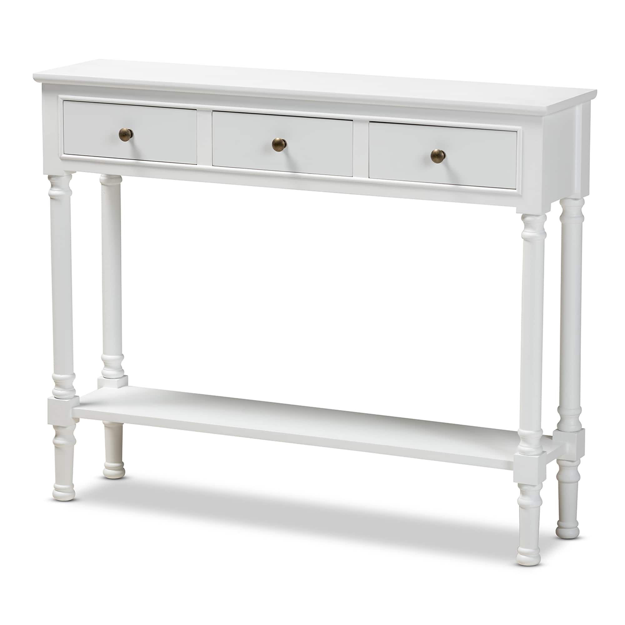 Baxton Studio - Calvin Classic and Traditional French Farmhouse Finished Wood 3-Drawer Entryway Console Table - White price history on PriceWatchPro