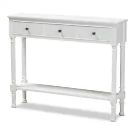 Baxton Studio - Calvin Classic and Traditional French Farmhouse Finished Wood 3-Drawer Entryway Console Table - White