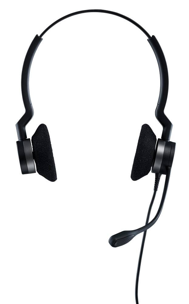 Left. Jabra - BIZ 2300 QD Duo Headset - Stereo - Wired - 150 Hz - 4.50 kHz - Over-the-head - Binaural - Supra-aural - 3.53 ft Cable - Black.