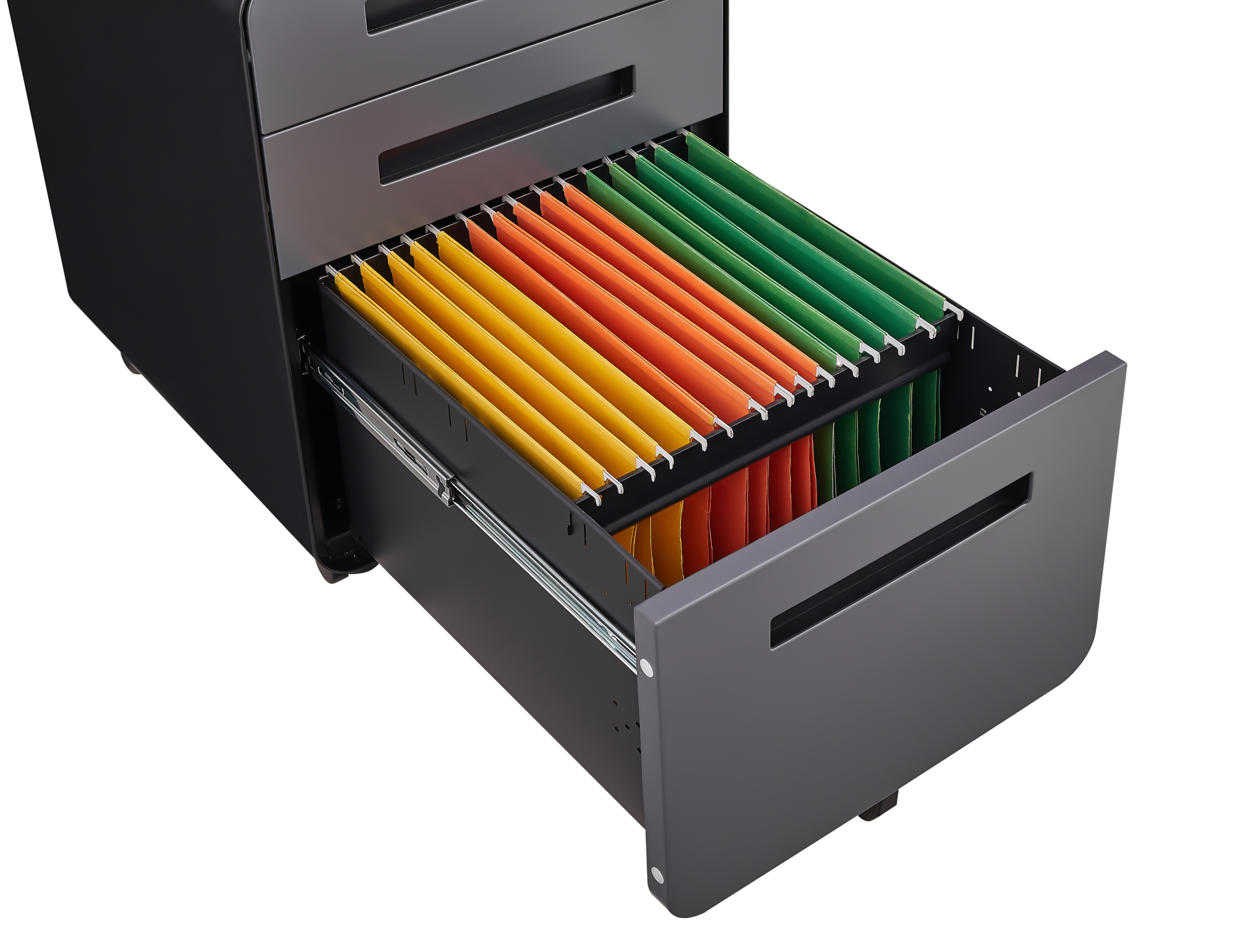 Back. GOODSILO - 3-Drawer Mobile File Cabinet Under Desk - Versatile Storage for Legal/Letter/A4 Files, Anti-Tilting, Steel - Dark Grey.