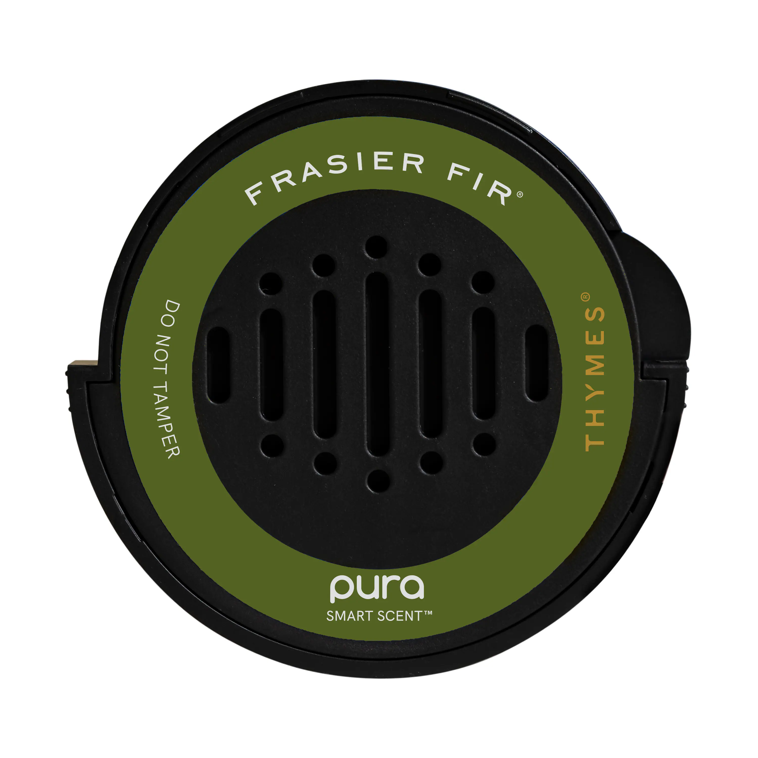 The text on the image is: "Frasier Fir Do Not Tamper Thymes pura 1M Smart Scent."
