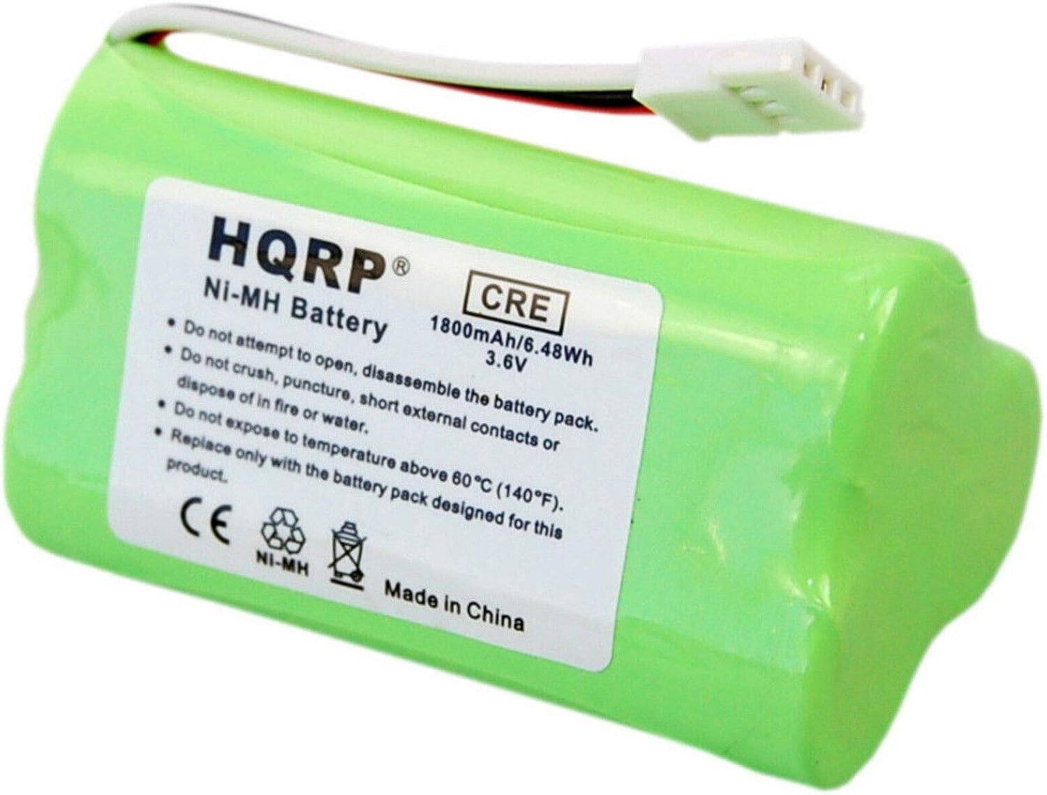 Ni-MH HQRP Battery CRE  
Do not attempt to open, crush, disassemble, dispose of in fire or water.  
1800mAh/6.48Wh 3.6V  
Do not puncture, short the external contacts or expose to temperature above 60°C (140°F).  
Replace only with the battery pack designed for this product.  
CE  
Made in China