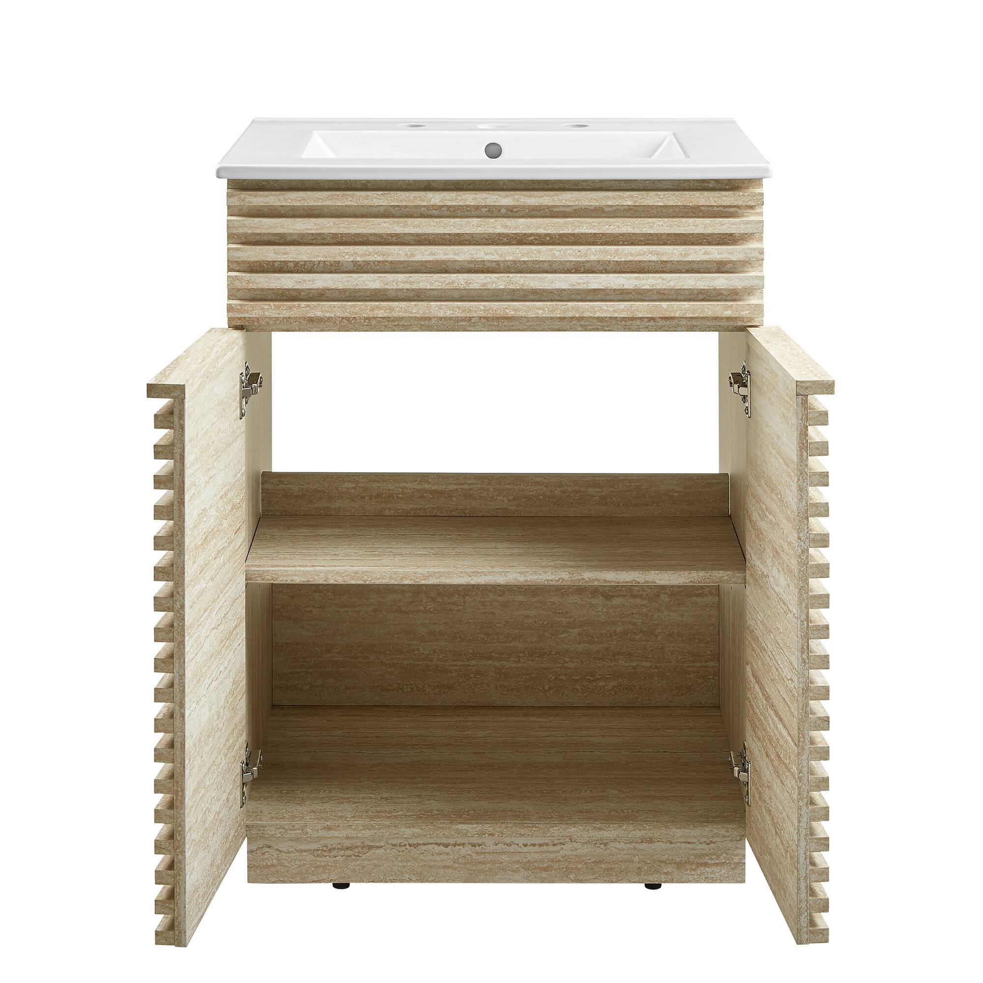 Alt View 4. Modway - Render 18" and 24" Bathroom Vanities with White Basin Included by Modway - White.