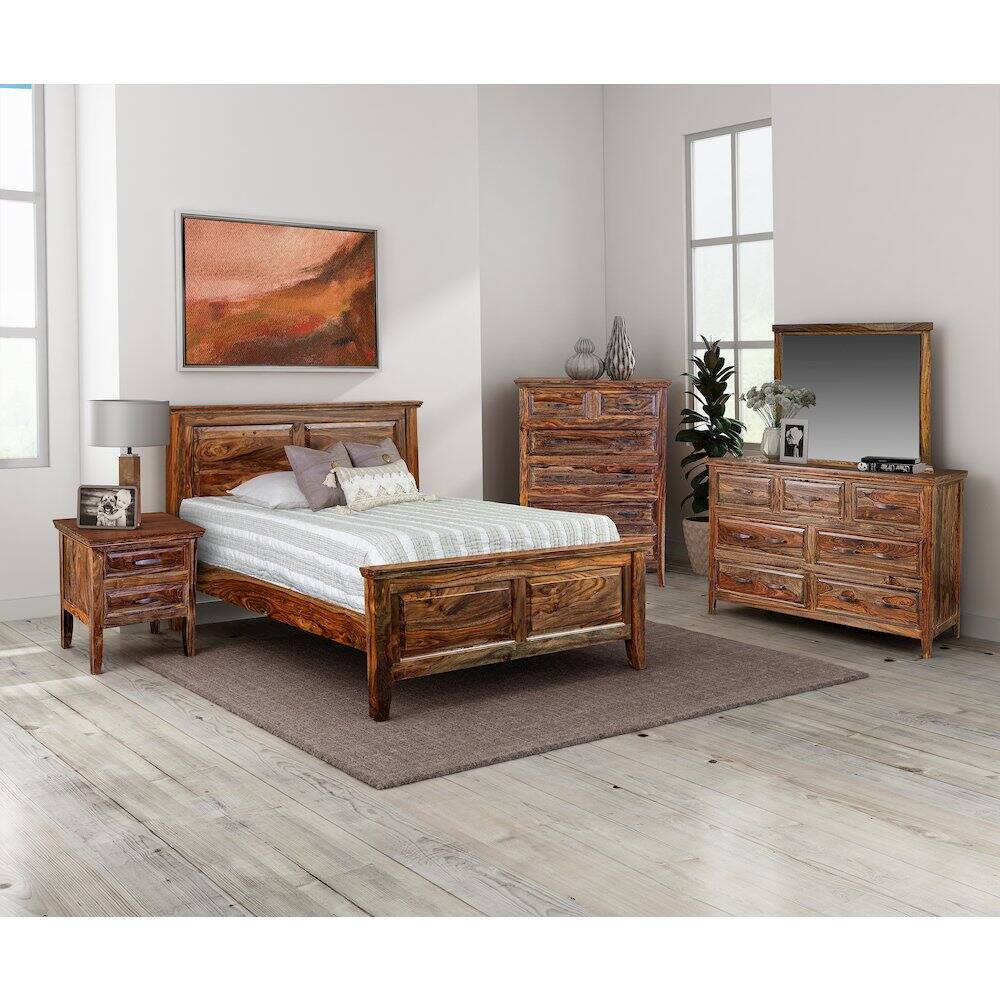 Alt View 4. Porter Designs - Sonora Solid Sheesham Wood Nightstand - Brown.