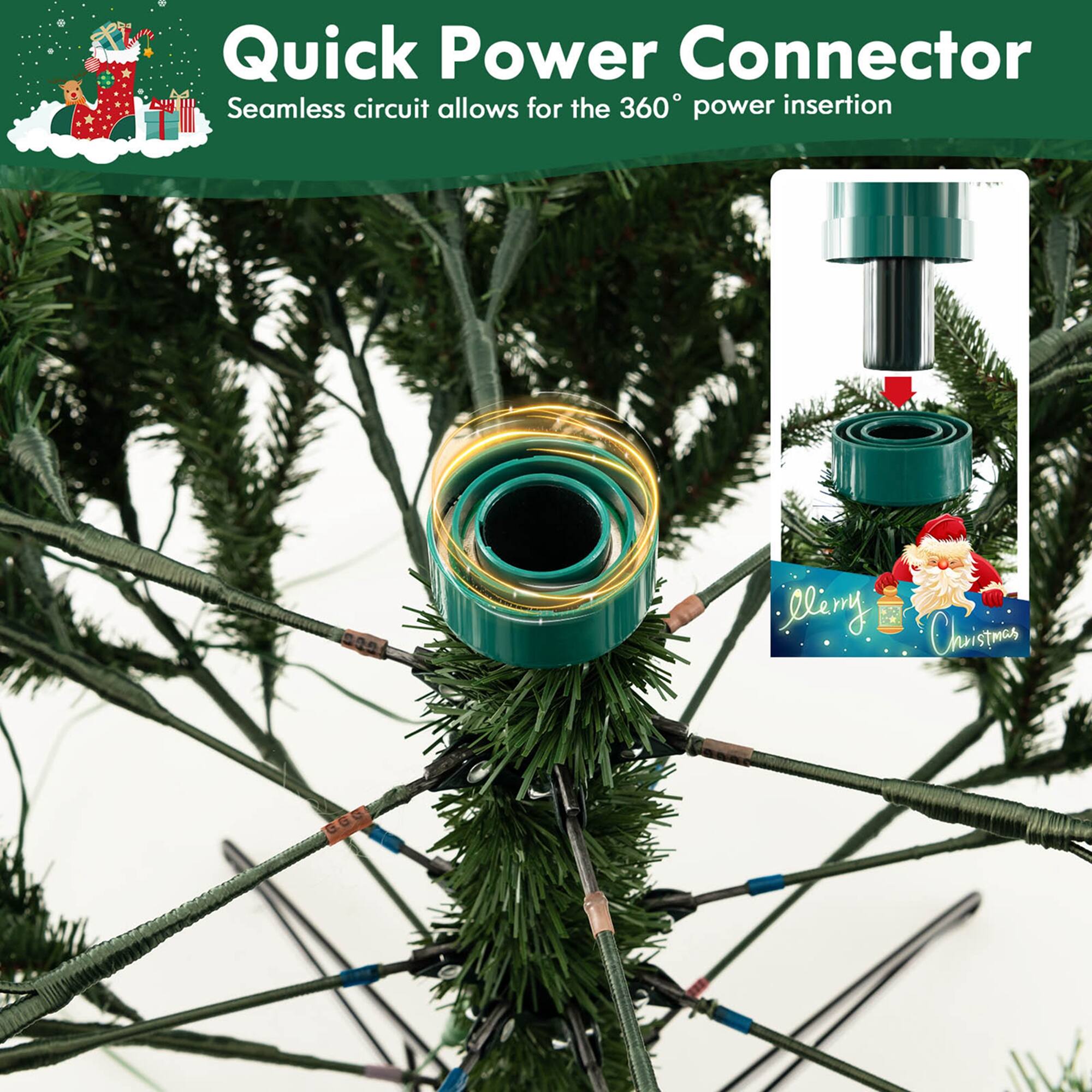 Quick Power Connector Seamless circuit allows for the 360-degree power insertion.