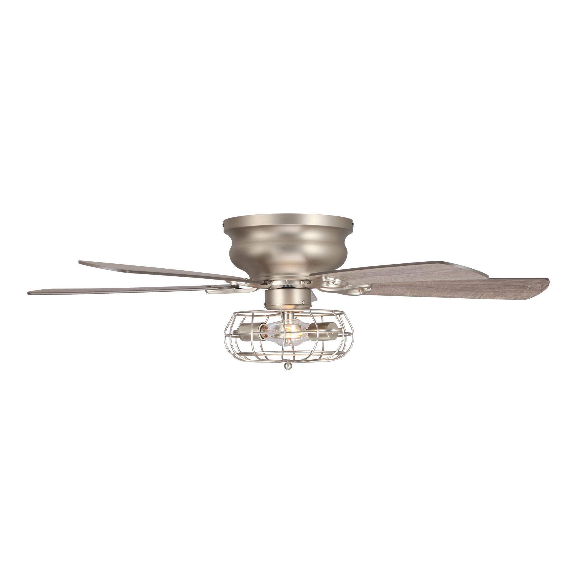 Alt View 8. Parrot Uncle - 48" Industrial Wood Low Profile Ceiling Fan with Light Kit and Remote and 3-Speed Motor - Nickel.
