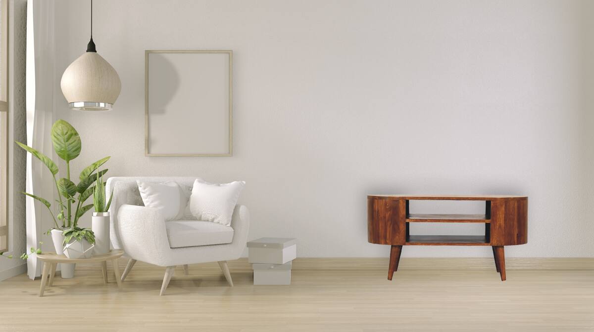 Alt View 6. Artisan Furniture - Artisan Furniture Solid Wood Cortez Chestnut Media Unit, 2 Open Shelves, Dark Brown - Brown.