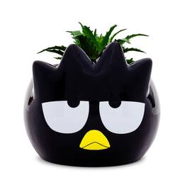 Silver Buffalo - Sanrio Badtz-Maru 3-Inch Ceramic Mini Planter With Artificial Succulent - Black