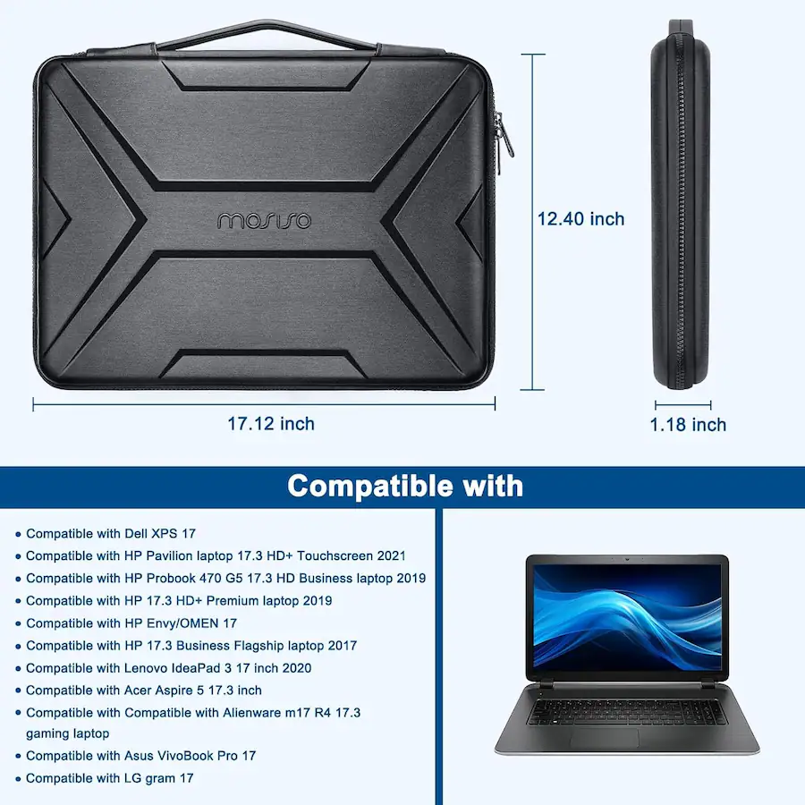 mosiso Laptop Sleeve 17 17.3 inch Waterproof Shockproof EVA Hard Shell ...