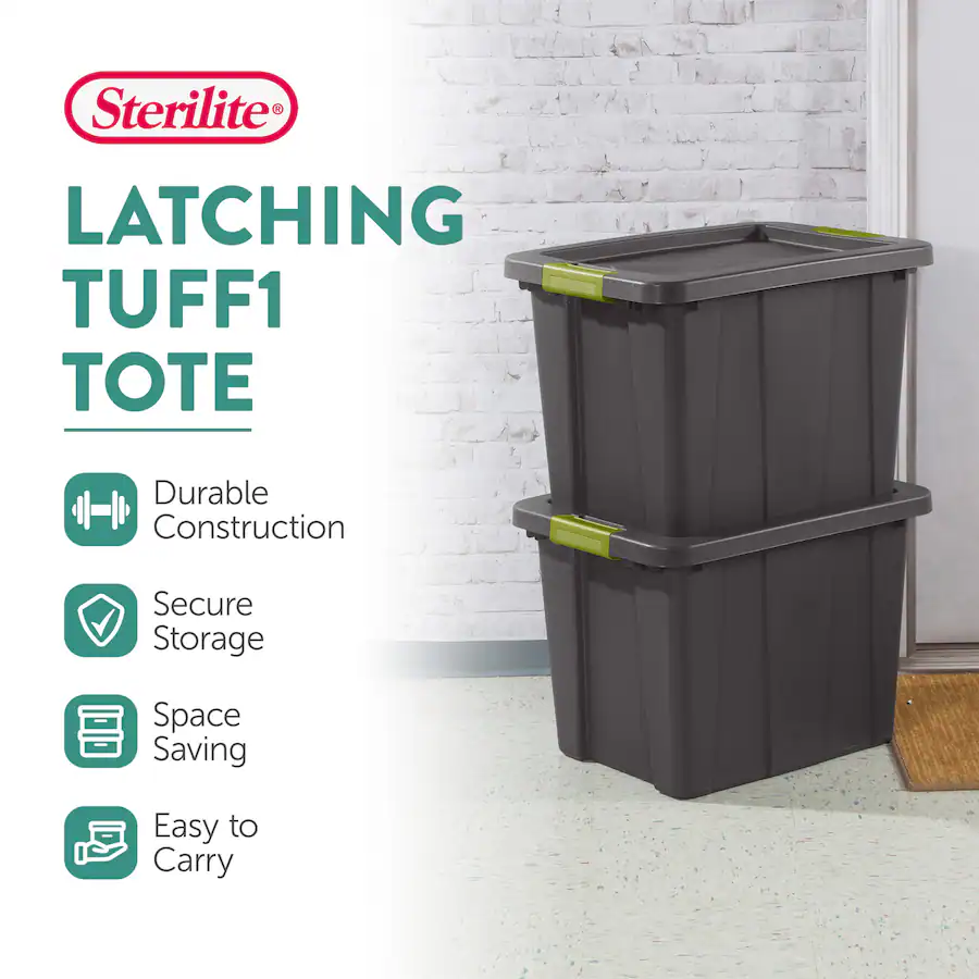 Sterilite Tuff1 Latching 18 gal Stacking Plastic Storage Box with Lid ...