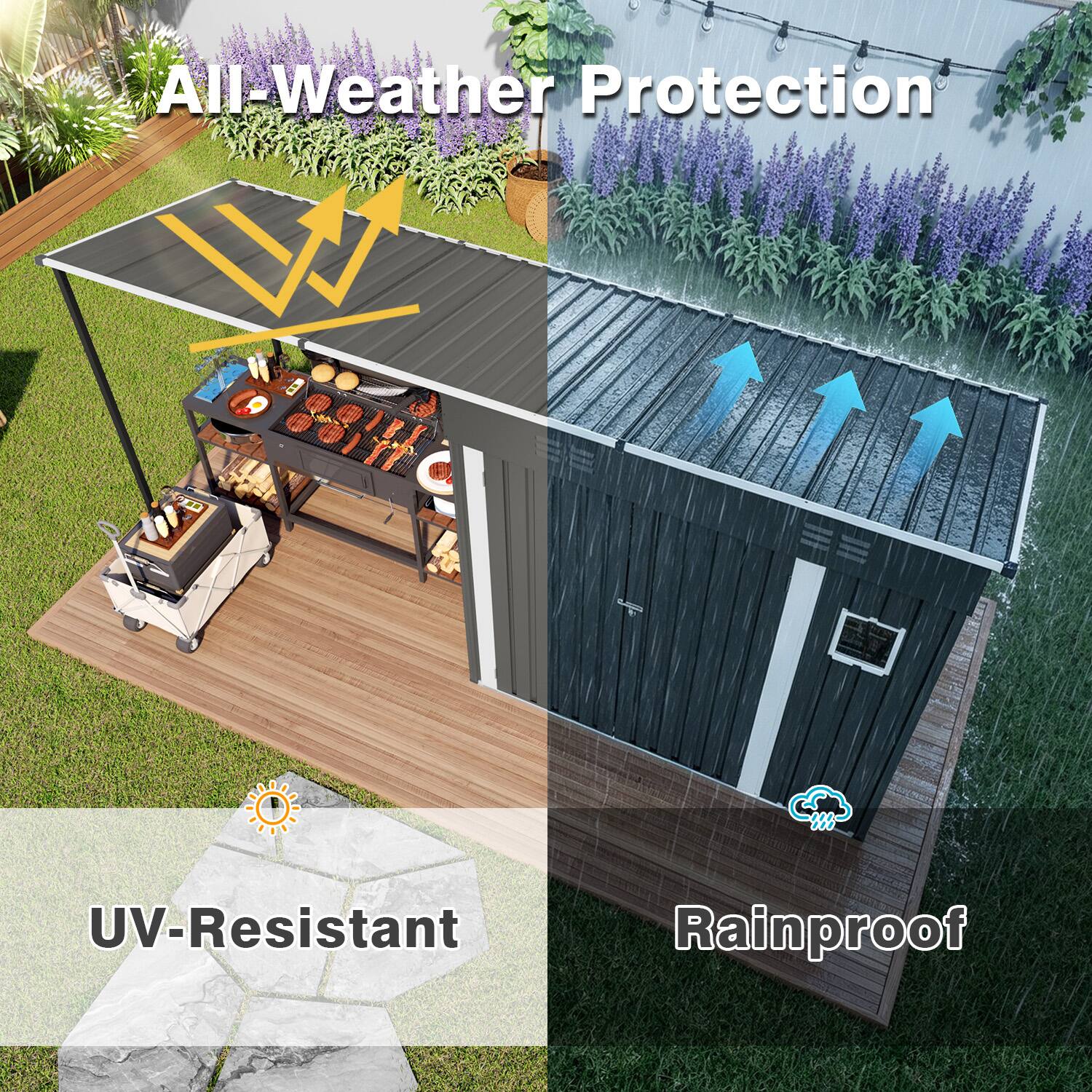 All-Weather Protection

UV-Resistant

Rainproof