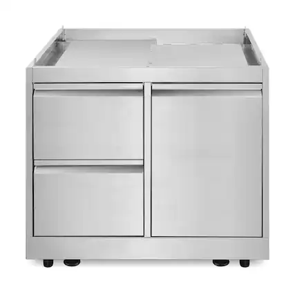 Front. COSMO - COS-GCN323SS 32 in. Newport Collection Grill Cabinet with Drawers, Tank Mount, Soft Roll Casters - Stainless Steel.