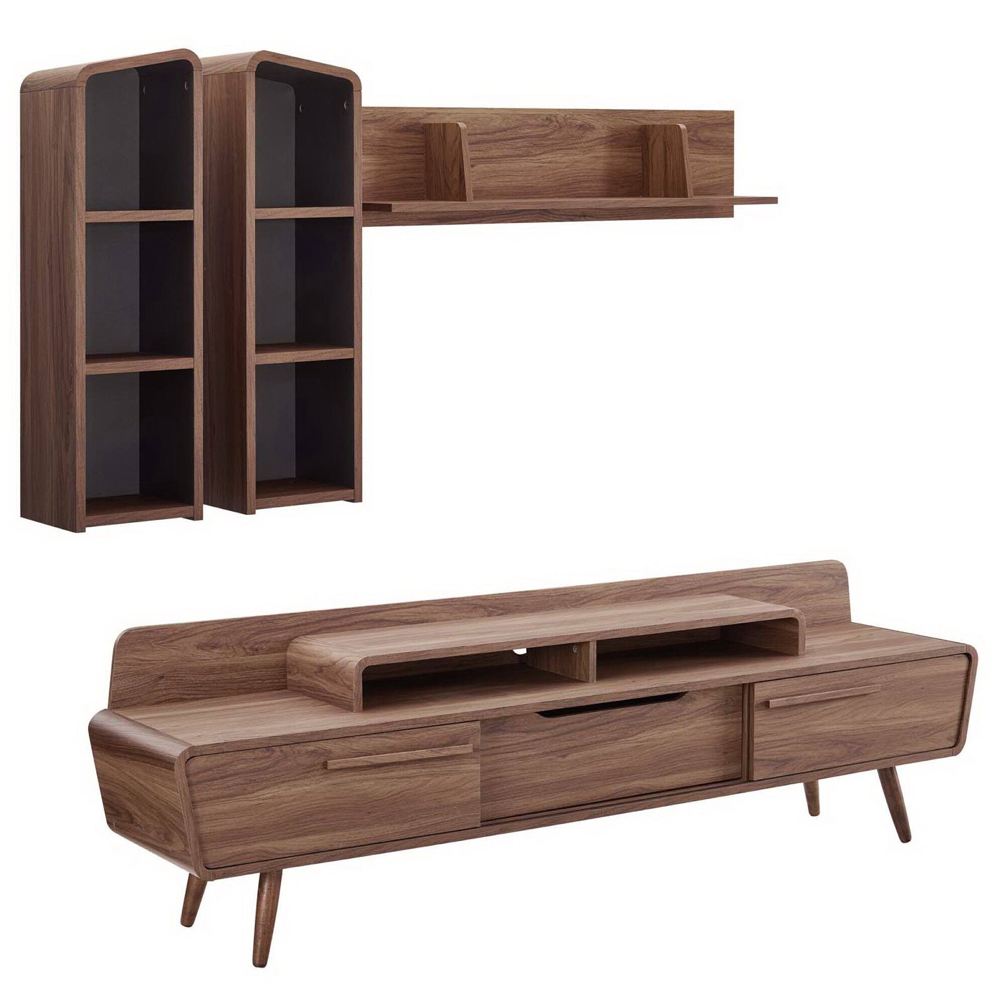 Angle. Modway - Omnistand 2 Piece Entertainment Center by Modway - Walnut Gray.