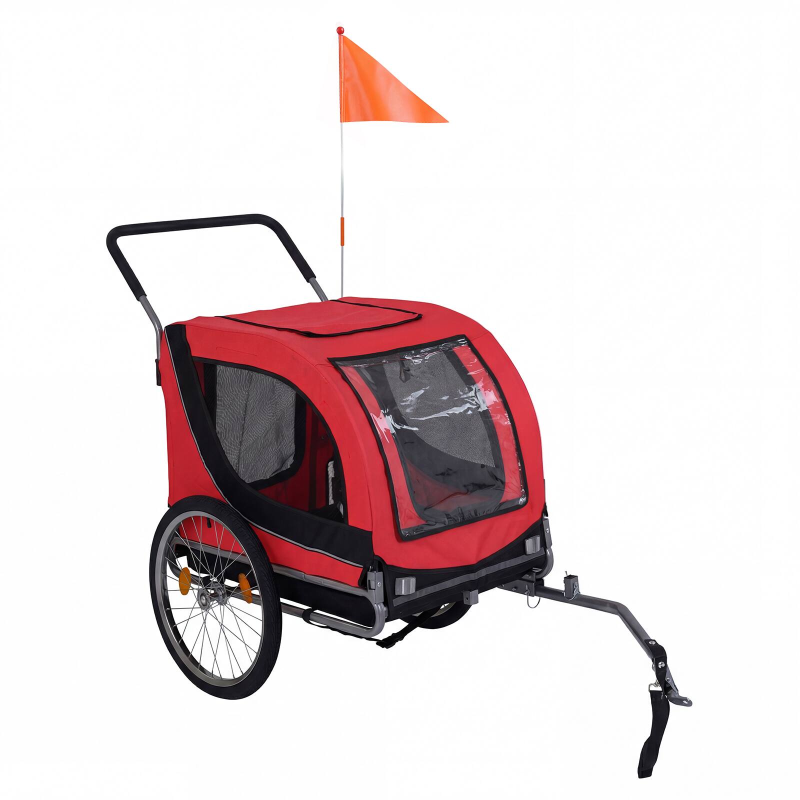Alt View 9. Gymax - Gymax Dog Bike Trailer w/Universal Bicycle Coupler Caster Front Wheel Reflectors Red.