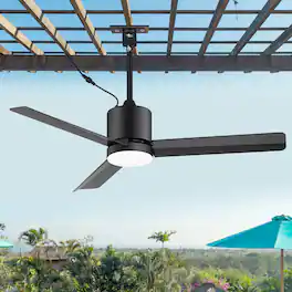 Breezary - 42-Inch Waterproof Ceiling Fan with LED Light, 3 ABS Blades, DC Motor, 6-Speed Remote, 1/4/8h Timer, Tri-Color Dimmable - 42-Inch Matte Black Ceiling Fan