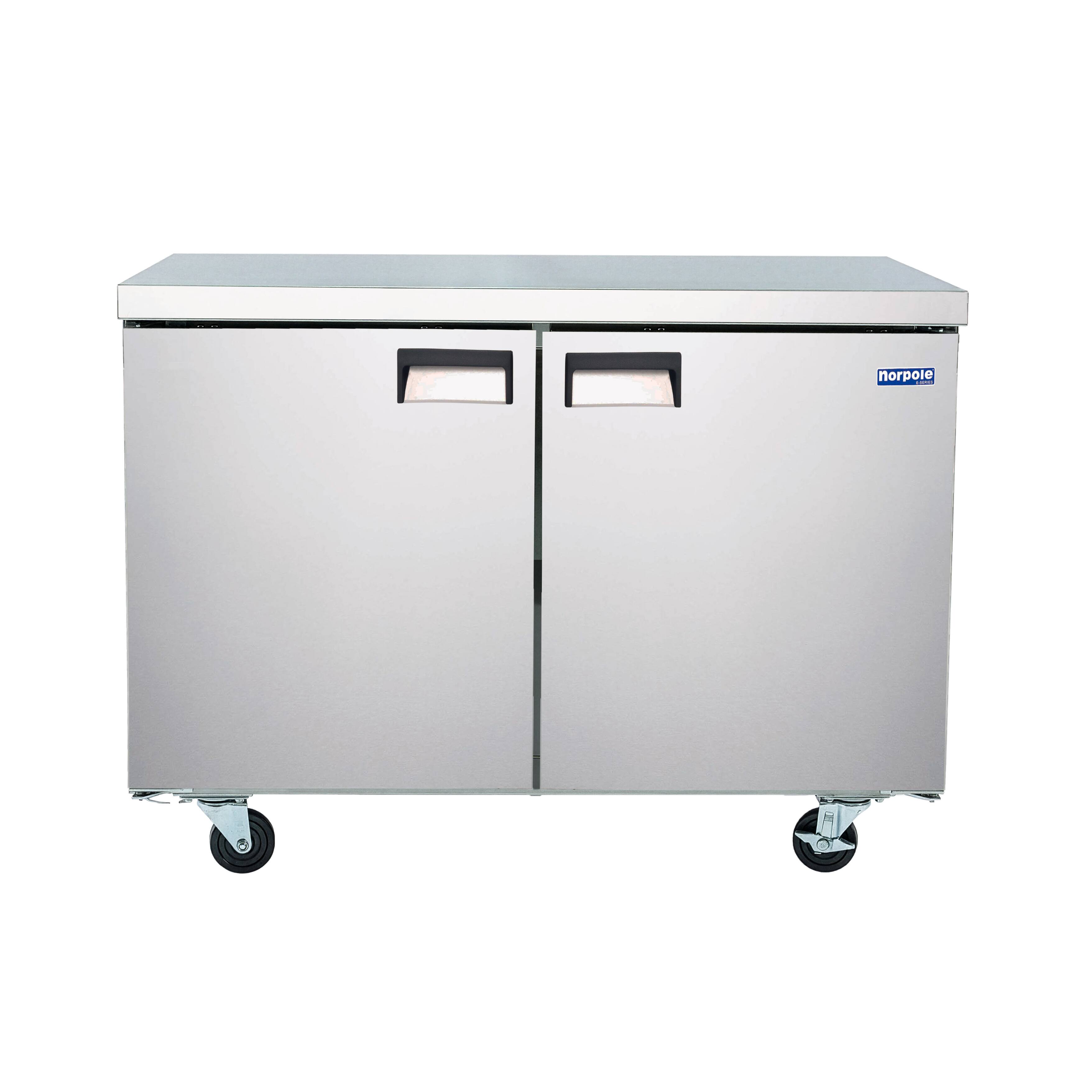 Front. Magic Chef - E-Series 47 in. 12 cu. ft. Frost Free Defrost Under Counter 2 Door Upright Freezer in Stainless Steel - Stainless Steel.