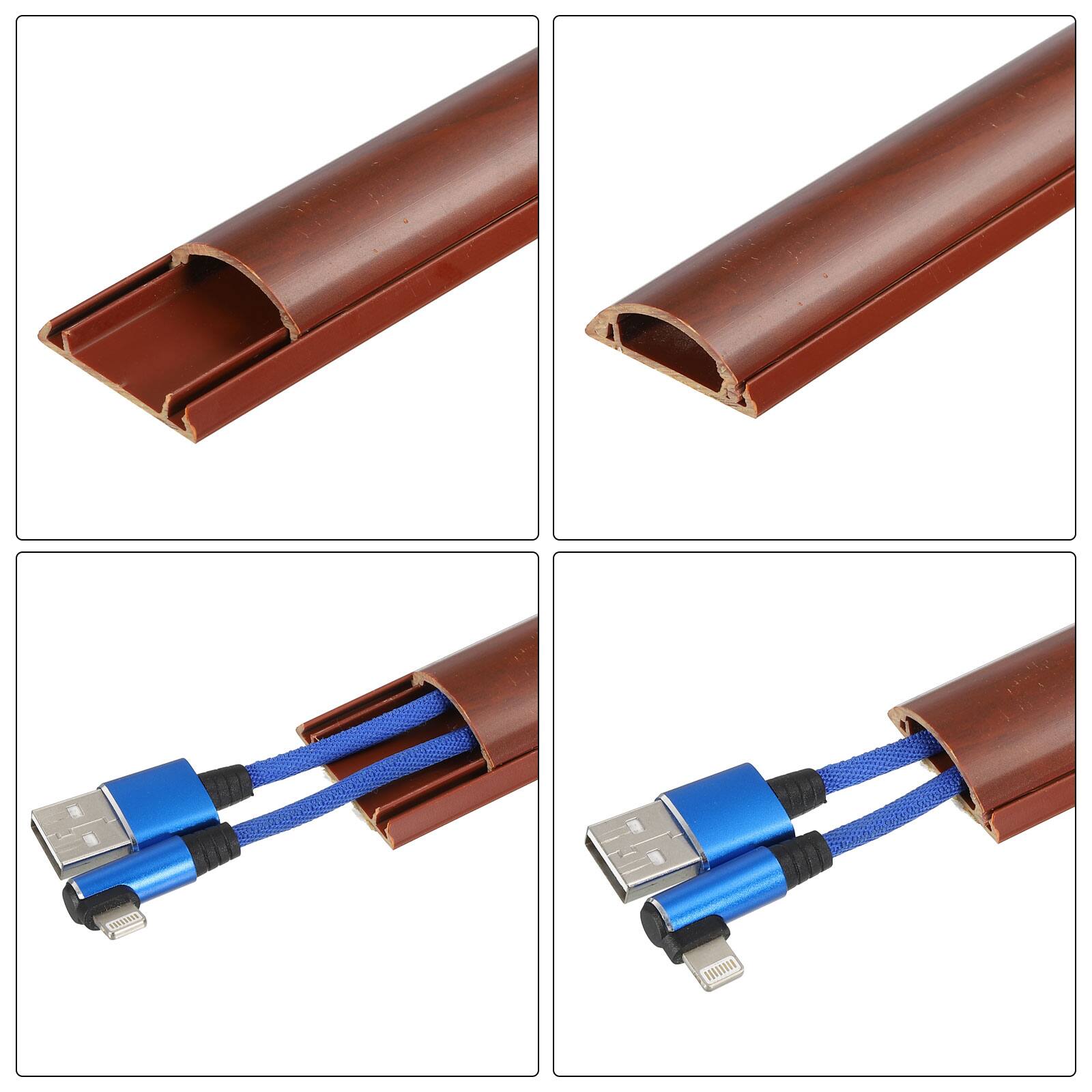 Alt View 2. Unique Bargains - Floor/Wall Cable Raceway Cord Cover 39"Lx1.2"Wx0.4"H Cord Hider Channel Self-Adhesive for TV Wire Management - Red Brown.