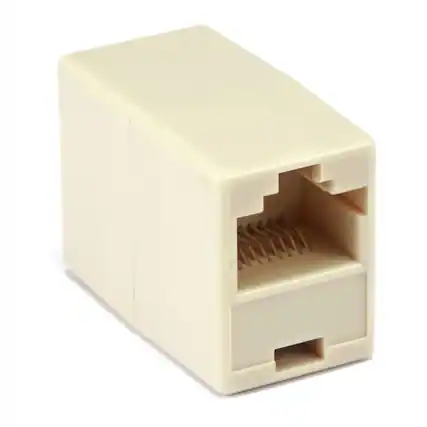 Front. Stock Preferred - Inline Ethernet Coupler Cable Extender Adapter - Beige.