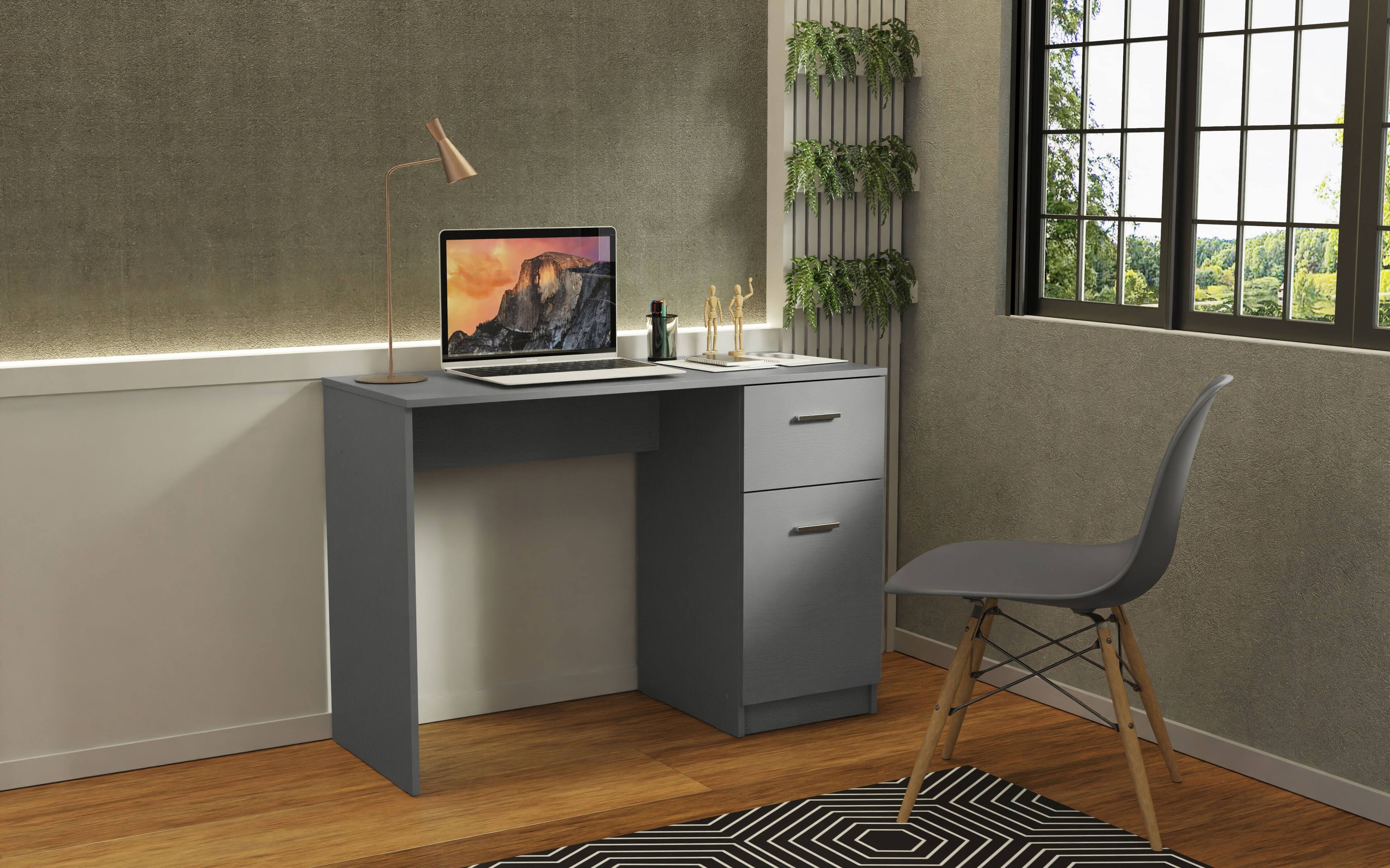 Alt View 2. Madesa - Madesa Compact Computer Desk 43 Inch with Storage and Drawer - Gray - Gray.