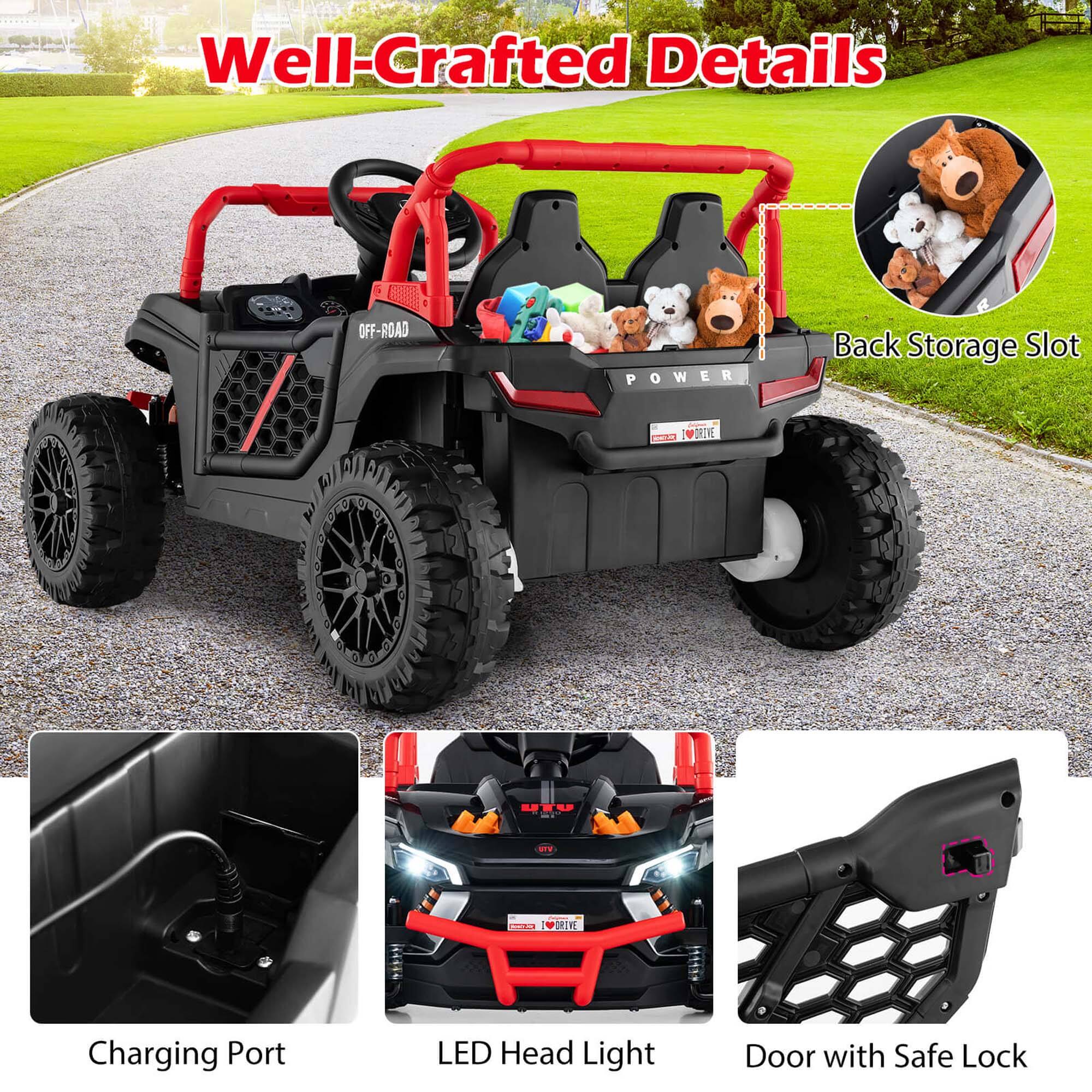 Well-Crafted Details

- OFF-ROAD POWER
- Back Storage Slot
- Charging Port
- LED Head Light
- Door with Safe Lock