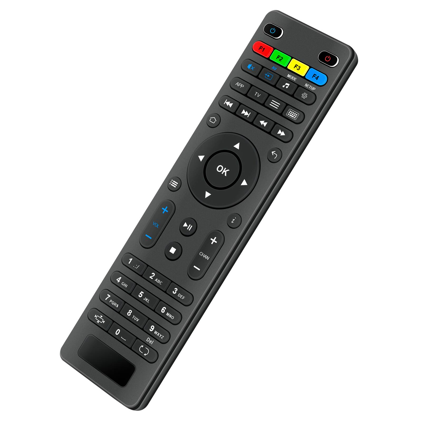 APP F1 TV F2 AV F3 MODE F4 SETUP OK < + VOL NII 1 2 GHI 3 4 ABC 5 6 JKL 7 DEF 8 9 PORS 0 TUV MND - WXYZ Del CHAN
