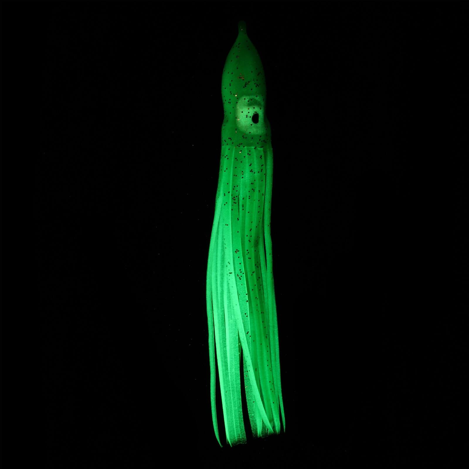 Alt View 3. Unique Bargains - Fishing Squid Skirts Glow Soft Plastic Trolling Lures Luminous 5.9 x 0.6 Inch 10pcs for Bass/Trout/Salmon - Clear/Green.