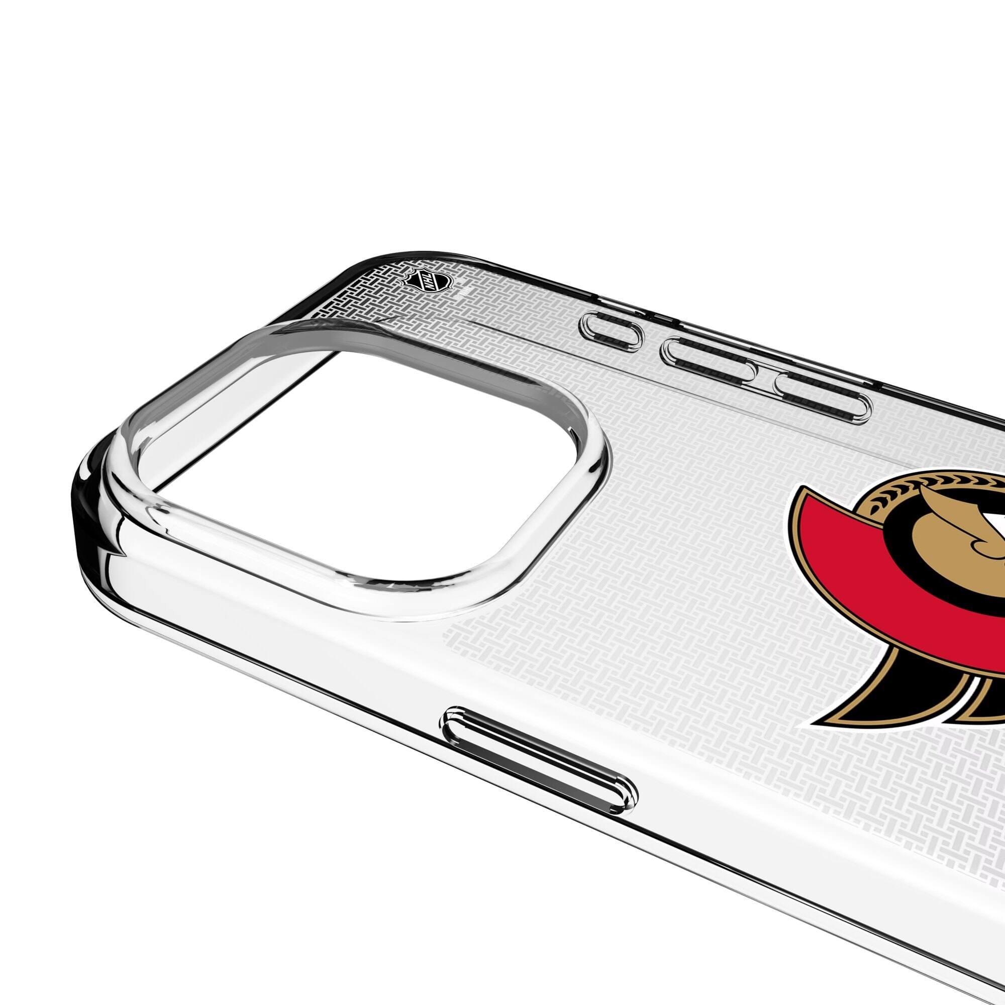 Alt View 2. Keyscaper - Ottawa Senators Linen Logo iPhone Clear Case - 13 mini - Multicolor.