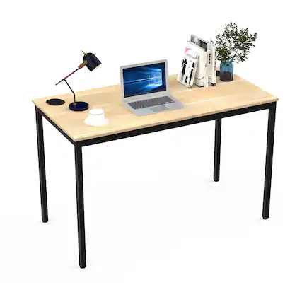 Front. Eureka Ergonomic - 47" Modern Simple Home Office Computer Desk with Carbon Steel Frame - Natural wood style.