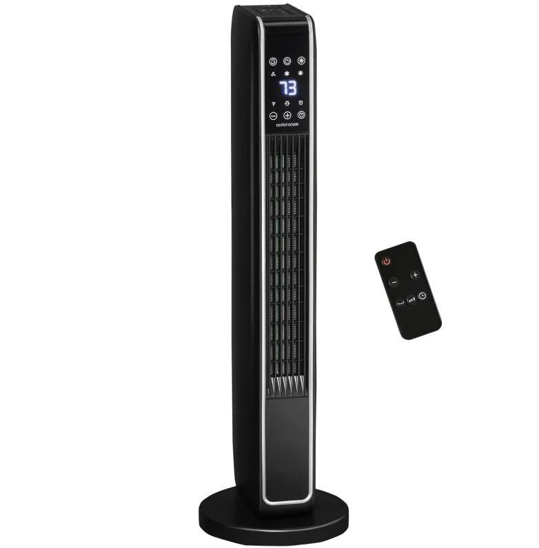 Alt View 2. Breezary - Portable Tower Space Heater with Remote, Oscillating Ceramic Heater, 3 Modes, Thermostat & 8H Timer for Indoor Use - Black Space Heater.