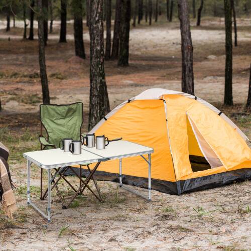 Alt View 7. Winado - 4 FT Folding Camping Table, Adjustable Height Aluminum Table, Portable Camping Table for Picnic, Beach, BBQ - Sliver.