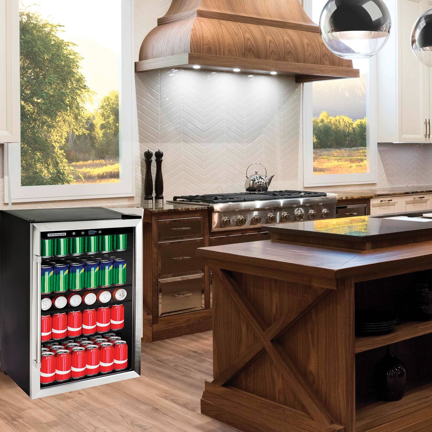 Alt View 6. Frigidaire - Frigidaire Efmis155 4.4-cu-ft. 126-can Stainless Steel Door Beverage Center Compact Refrigerator - black.