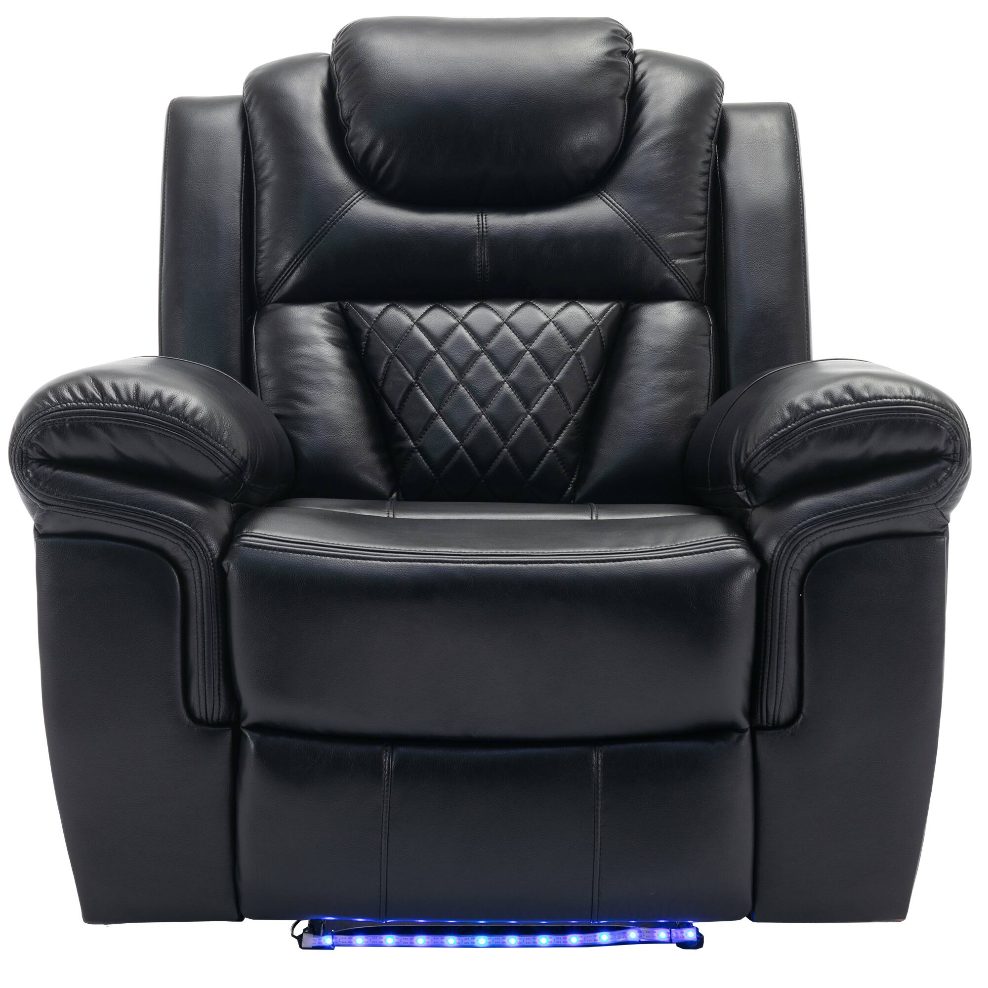 Alt View 2. APRILSOUL - Home Theater Seating Manual Recliner Chair Led Light Strip Black - Black.