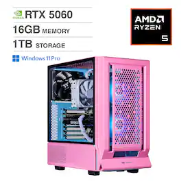 Velztorm - Pink Fultix Desktop PC (AMD Ryzen 5-5500, 16GB DDR4, 1TB PCIe SSD, Win 11 Pro) - Rose Pink