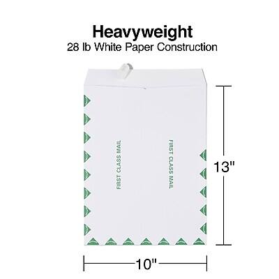 Heavyweight  
28 lb White Paper Construction  

First Class Mail  
13" x 10"