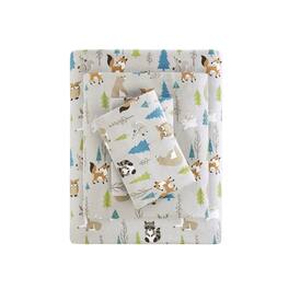Gracie Mills - Persephone Cotton Flannel Sheet Set - Multi Forest Animals