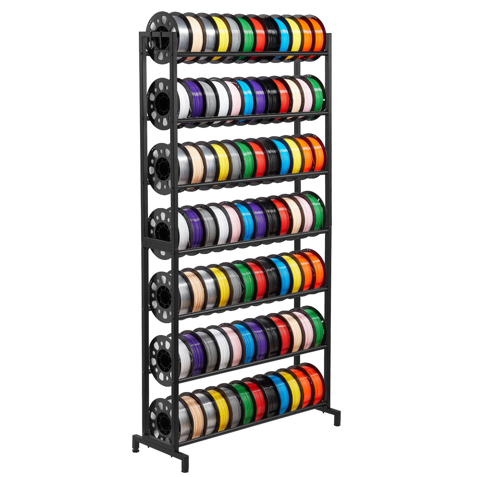 Alt View 5. VEVOR - 3D Printer Filament Storage Rack, 7 Tier Storage Shelves for 3D Printing Filaments, Filament Spool Holders Racks - Black.