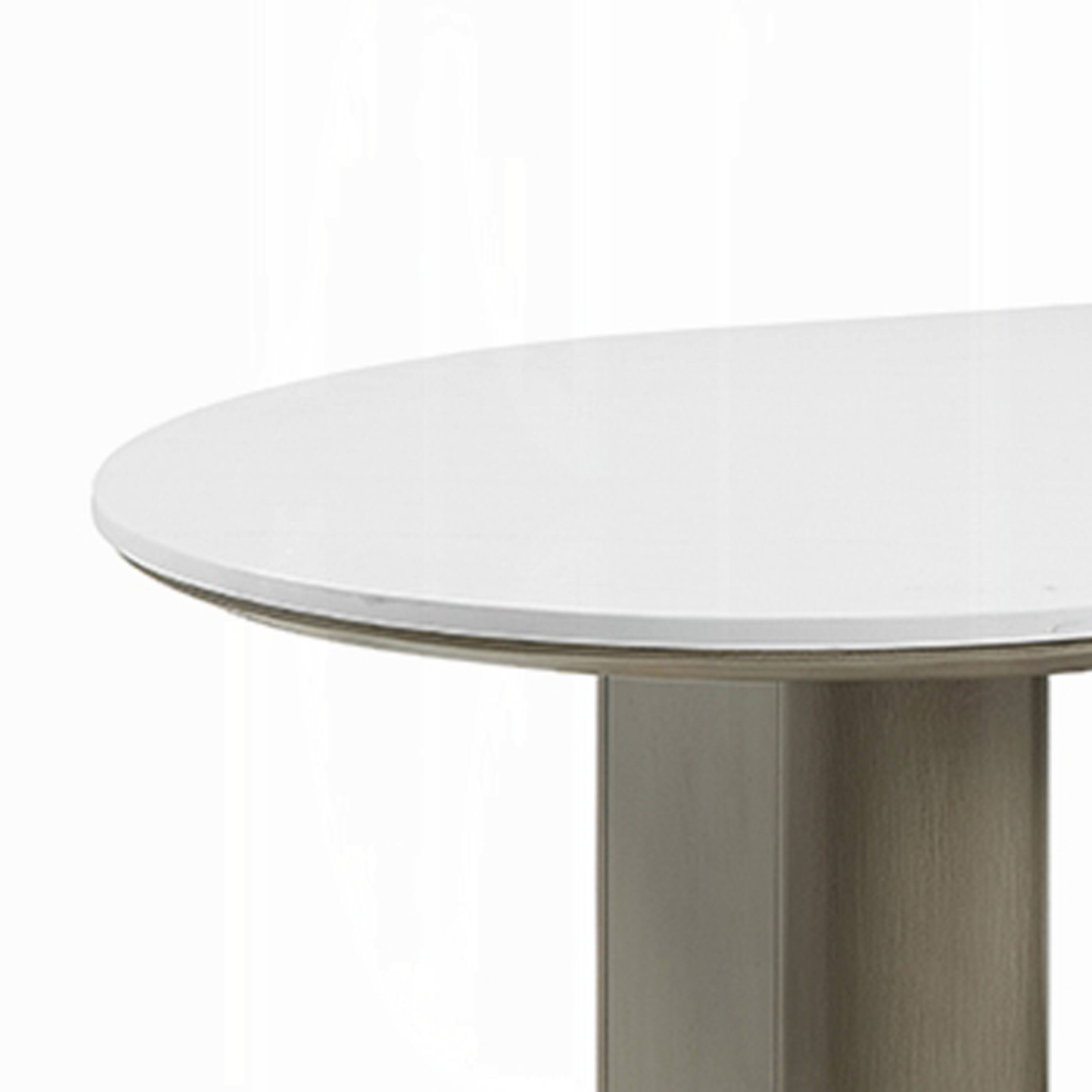 Alt View 3. Manhattan Lane - Jeh Coffee Table, 55 Inch White Oval Top, Dual Pedestal Base - White, Oak Brown, Black.