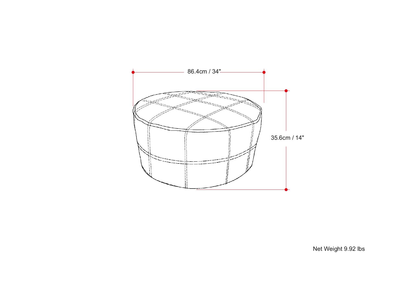 86.4cm / 34"  
35.6cm / 14"  
Net Weight 9.92 lbs