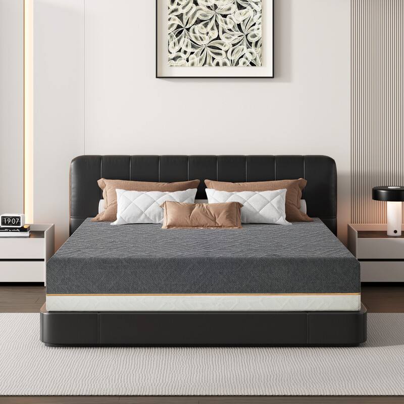 Angle. Dyonery - Dyonery memory foam mattresses ，offer a double-sided sleeping experience and different hardness levels，12 in King - White.