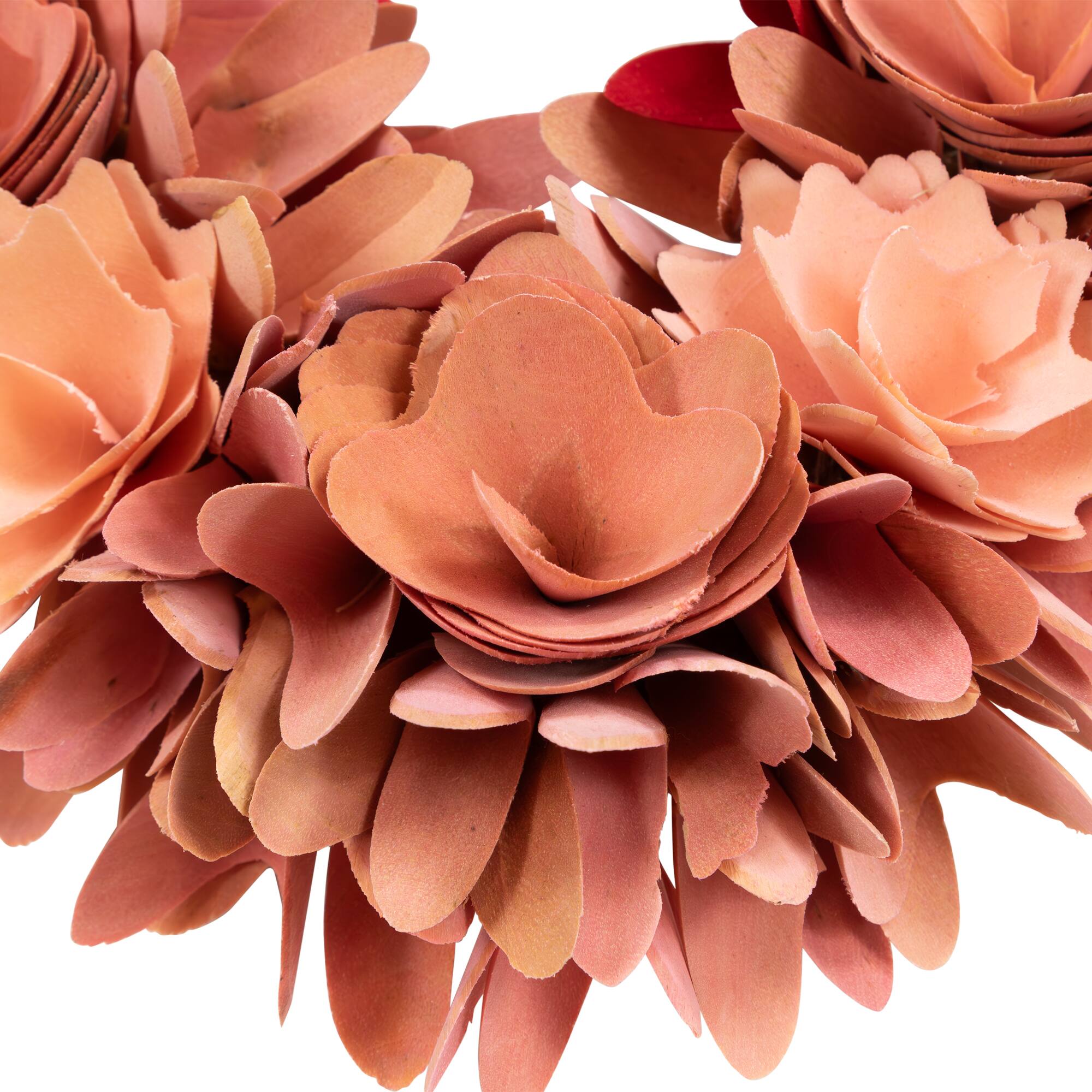 Alt View 3. Northlight - Wooden Rose Artificial Valentine's Day Floral Wreath - 14" - Red and Pink - Red.