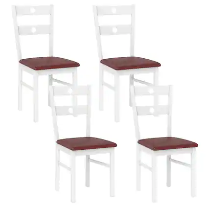 Front. Costway - Costway Wood Dining Chairs Set of 4 with Rubber Wood Frame, Padded Seat & Slatted Backrest - White.