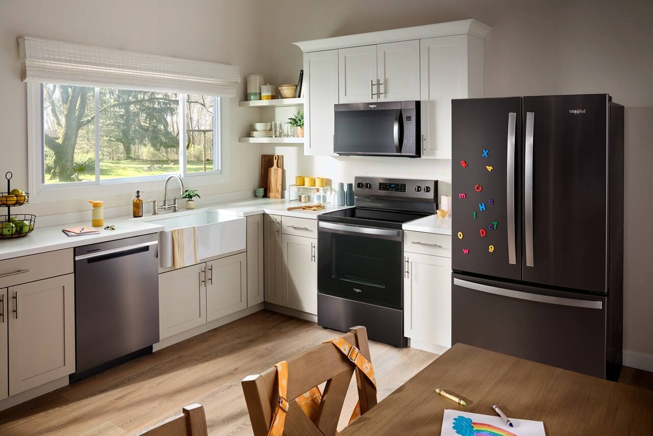 Alt View 2. Whirlpool - 24" Top Control Built-In Stainless Steel Tub Dishwasher with 3rd Rack, Large Capacity, 47 dBA - Black stainless steel.