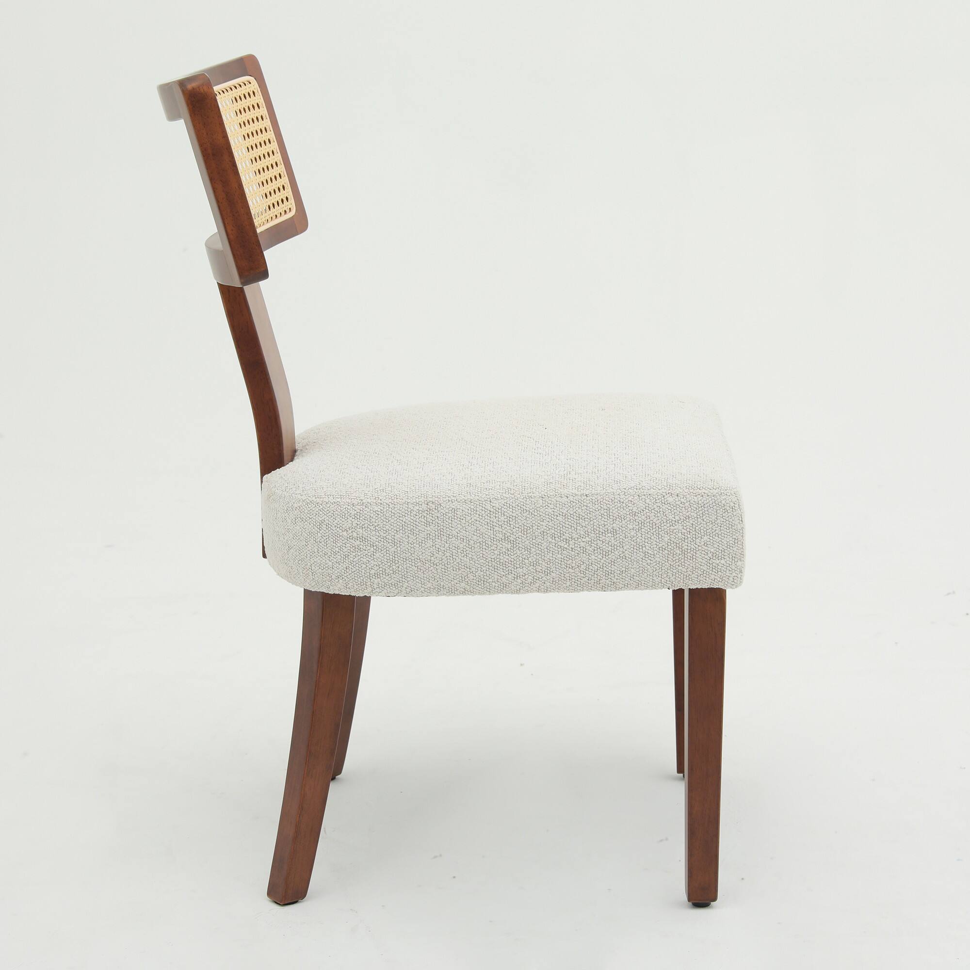 Back. PexFix - Solid Wood & Rattan Dining Chairs Set of 2, Mid Century Modern Accent Chairs for Kitchen, Dining Room - Walnut.